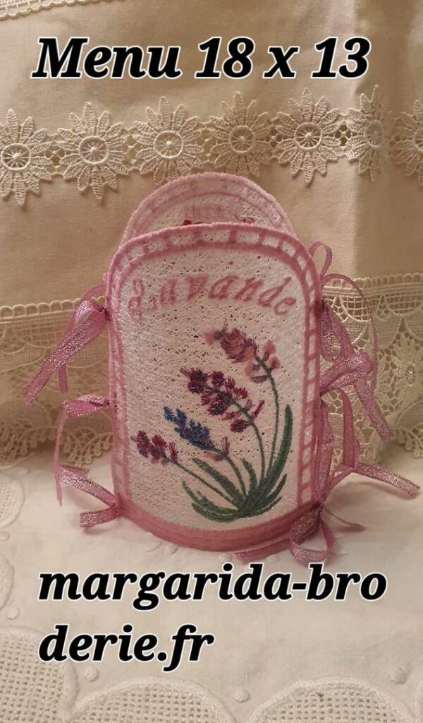 Margarida Broderie - Motifs machines à broder, broderie, FSL, ITH, Appliqués, Redwork, Motifs gratuits - Menu Lavande 18 x 13 (FSL) (avec tuto et vidéo)