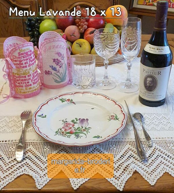 Margarida Broderie - Motifs machines à broder, broderie, FSL, ITH, Appliqués, Redwork, Motifs gratuits - Menu Lavande 18 x 13 (FSL) (avec tuto et vidéo)
