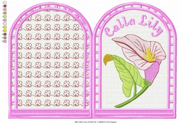 Margarida Broderie - Motifs machines à broder, broderie, FSL, ITH, Appliqués, Redwork, Motifs gratuits - Menu Calla Lily 30 x 20 (FSL) (avec vidéo)
