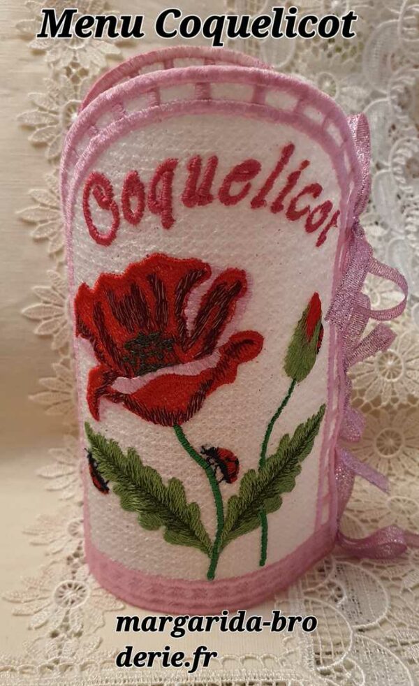 Margarida Broderie - Motifs machines à broder, broderie, FSL, ITH, Appliqués, Redwork, Motifs gratuits - Menu Coquelicot 26 x 16 (FSL) (avec vidéo)