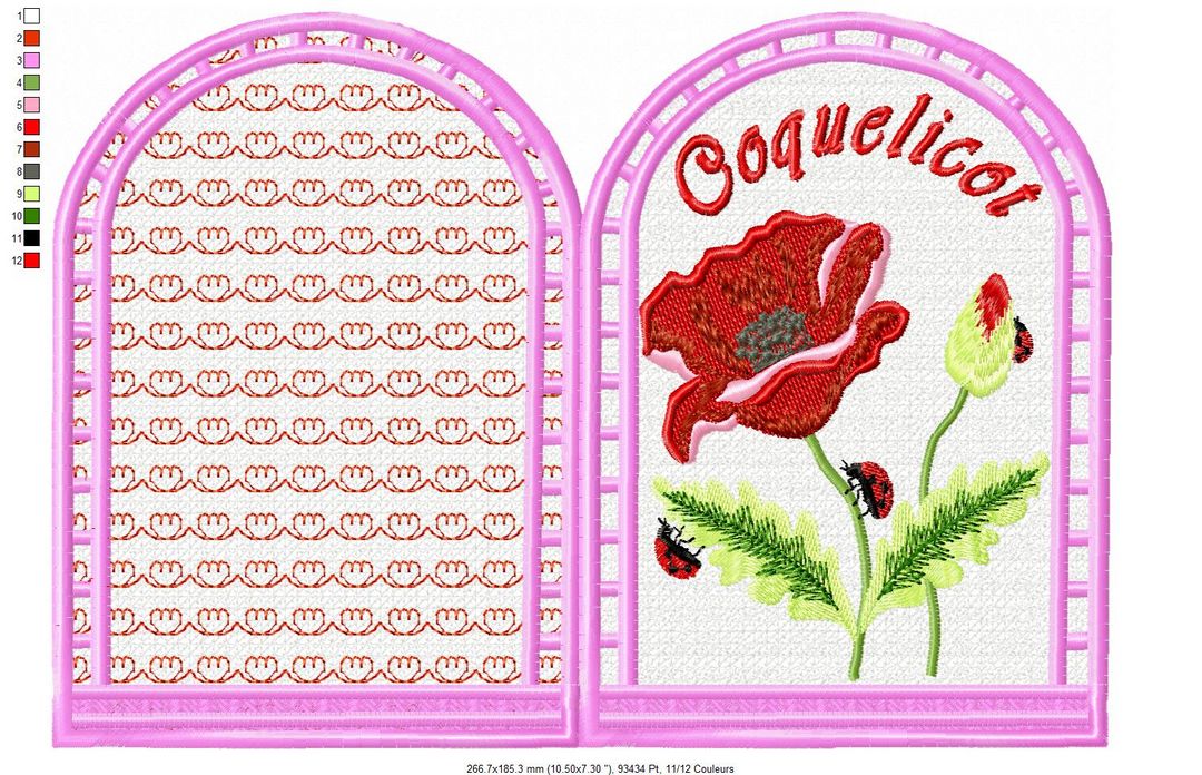 Margarida Broderie - Motifs machines à broder, broderie, FSL, ITH, Appliqués, Redwork, Motifs gratuits - Menu Coquelicot 26 x 16 (FSL) (avec vidéo)