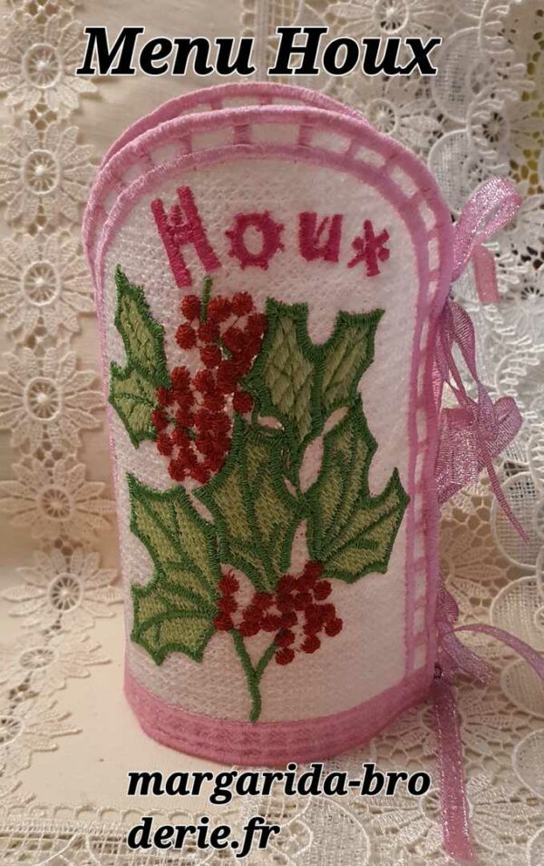 Margarida Broderie - Motifs machines à broder, broderie, FSL, ITH, Appliqués, Redwork, Motifs gratuits - Menu Houx 26 x 16 (FSL) (avec vidéo)