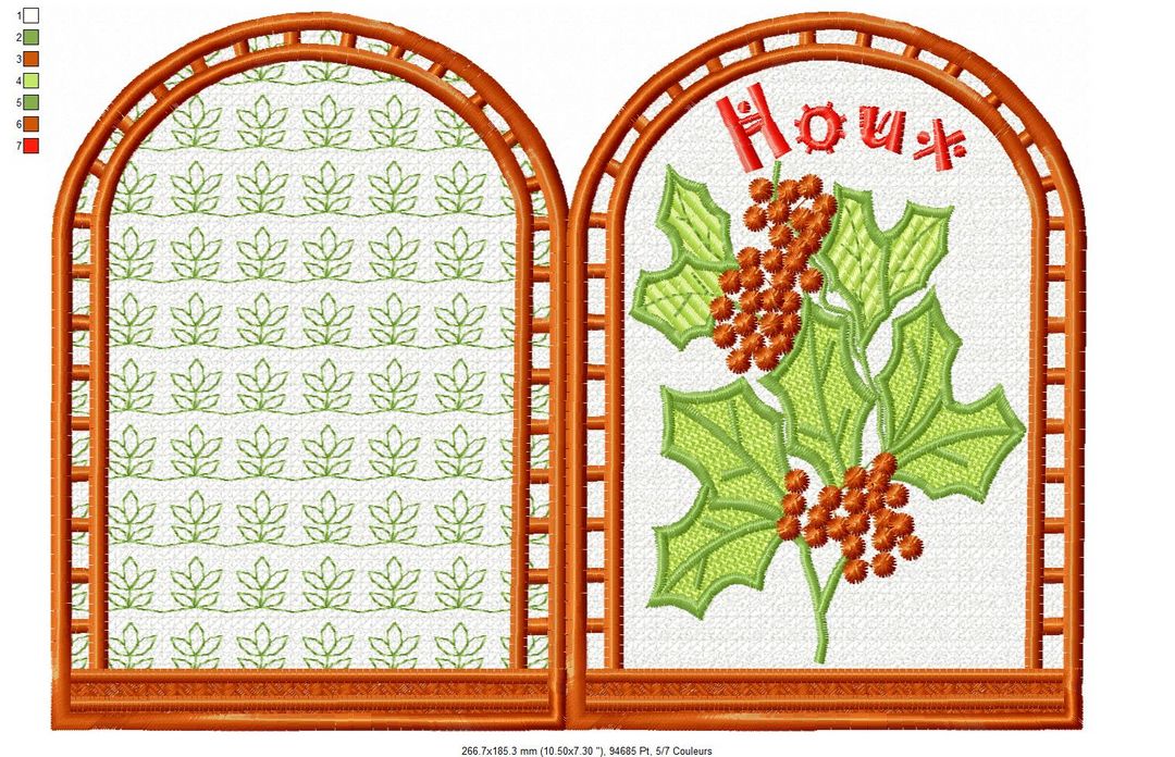 Margarida Broderie - Motifs machines à broder, broderie, FSL, ITH, Appliqués, Redwork, Motifs gratuits - Menu Houx 26 x 16 (FSL) (avec vidéo)