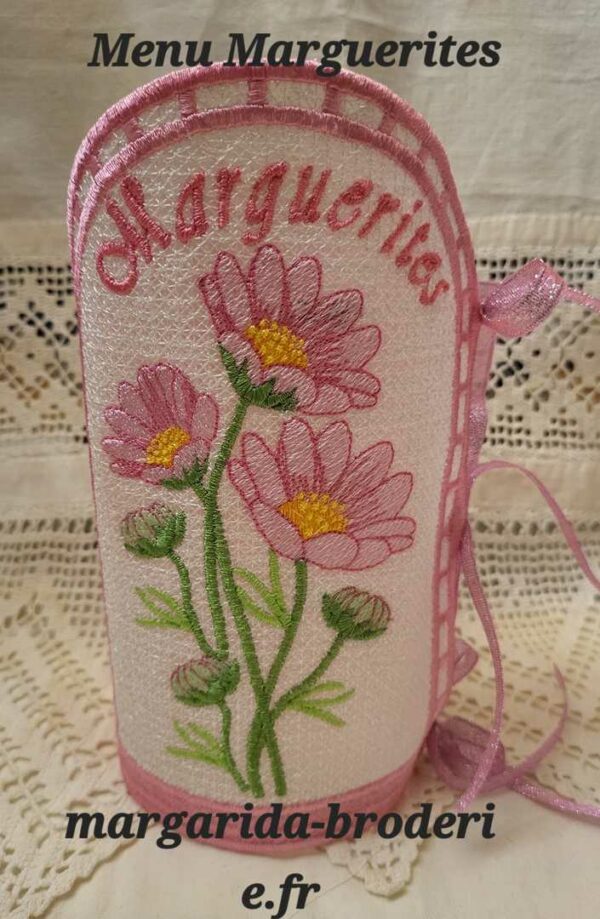 Margarida Broderie - Motifs machines à broder, broderie, FSL, ITH, Appliqués, Redwork, Motifs gratuits - Menu Marguerites 30 x 20 (FSL) (avec vidéo)