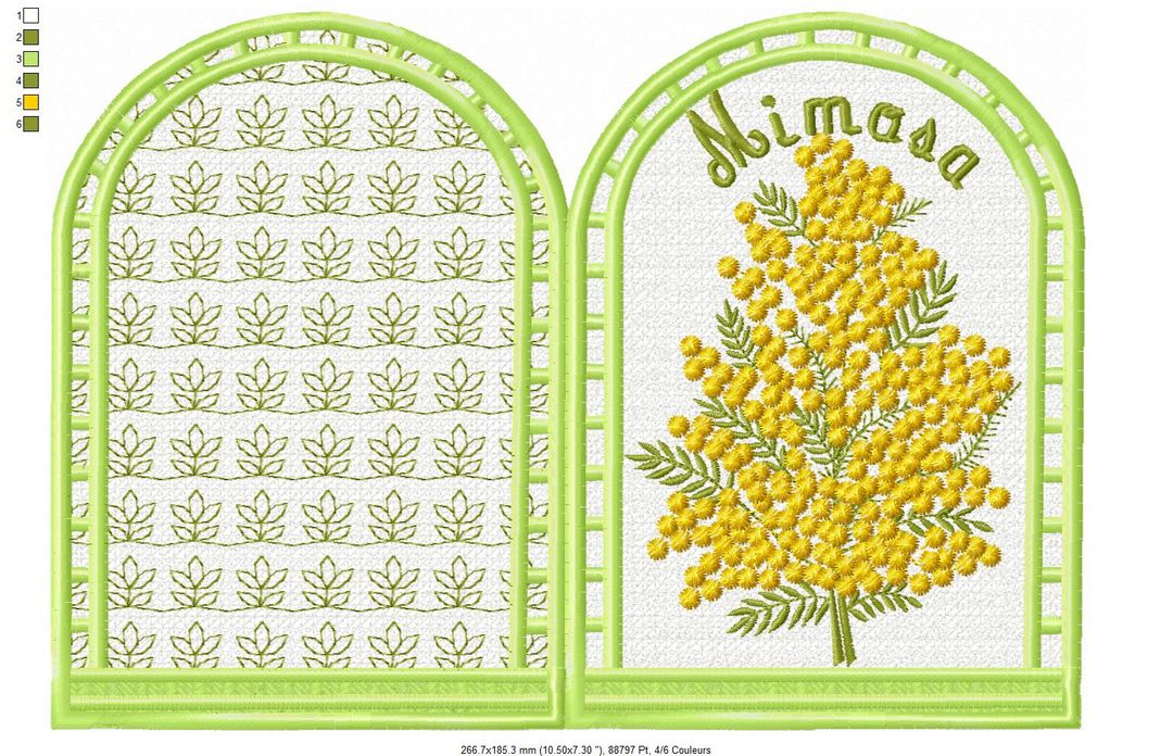 Margarida Broderie - Motifs machines à broder, broderie, FSL, ITH, Appliqués, Redwork, Motifs gratuits - Menu Mimosa 26 x 16 (FSL) (avec vidéo)