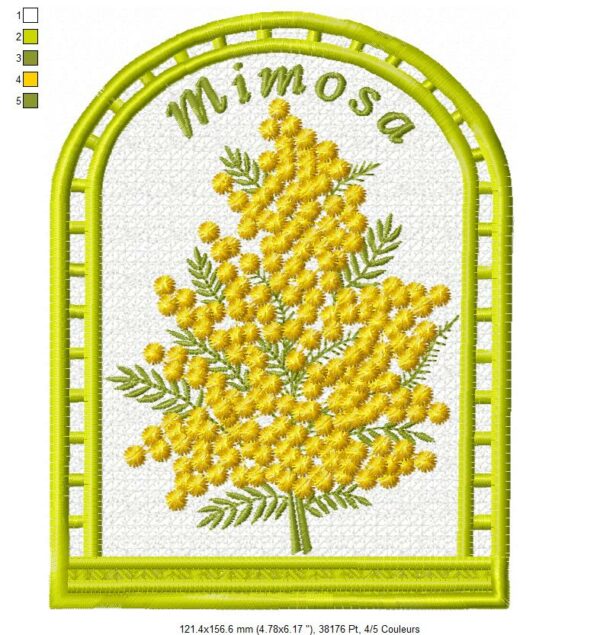 Margarida Broderie - Motifs machines à broder, broderie, FSL, ITH, Appliqués, Redwork, Motifs gratuits - Menu Mimosa 18 x 13 (FSL) (avec tuto et vidéo)