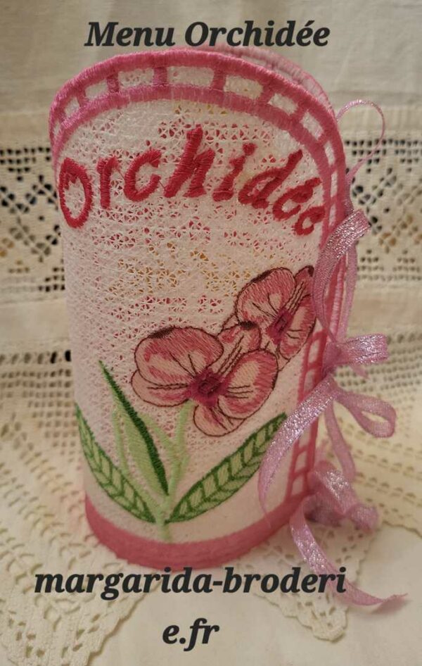Margarida Broderie - Motifs machines à broder, broderie, FSL, ITH, Appliqués, Redwork, Motifs gratuits - Menu Orchidée 30 x 20 (FSL) (avec vidéo)