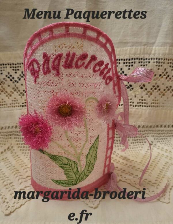 Margarida Broderie - Motifs machines à broder, broderie, FSL, ITH, Appliqués, Redwork, Motifs gratuits - Menu Paquerettes 26 x 16 (FSL) (avec vidéo)