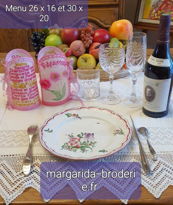 Margarida Broderie - Motifs machines à broder, broderie, FSL, ITH, Appliqués, Redwork, Motifs gratuits - Menu Paquerettes 26 x 16 (FSL) (avec vidéo)