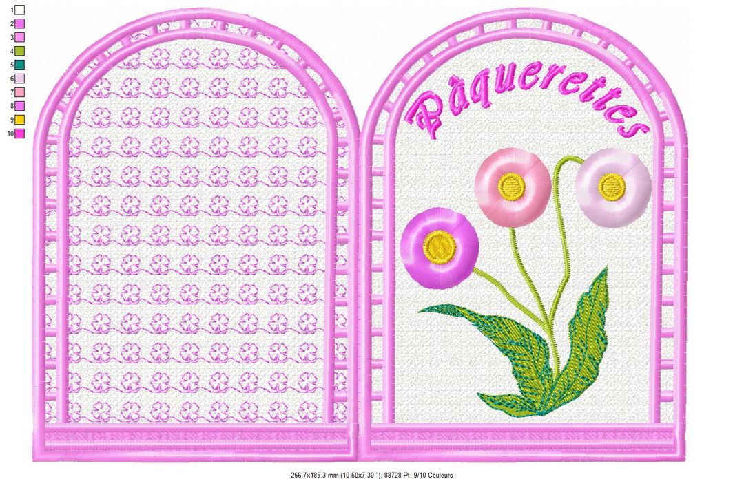 Margarida Broderie - Motifs machines à broder, broderie, FSL, ITH, Appliqués, Redwork, Motifs gratuits - Menu Passiflore 26 x 16 (FSL) (avec vidéo)