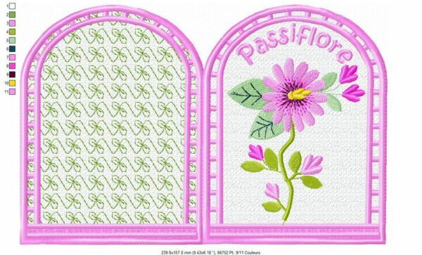 Margarida Broderie - Motifs machines à broder, broderie, FSL, ITH, Appliqués, Redwork, Motifs gratuits - Menu Passiflore 26 x 16 (FSL) (avec vidéo)