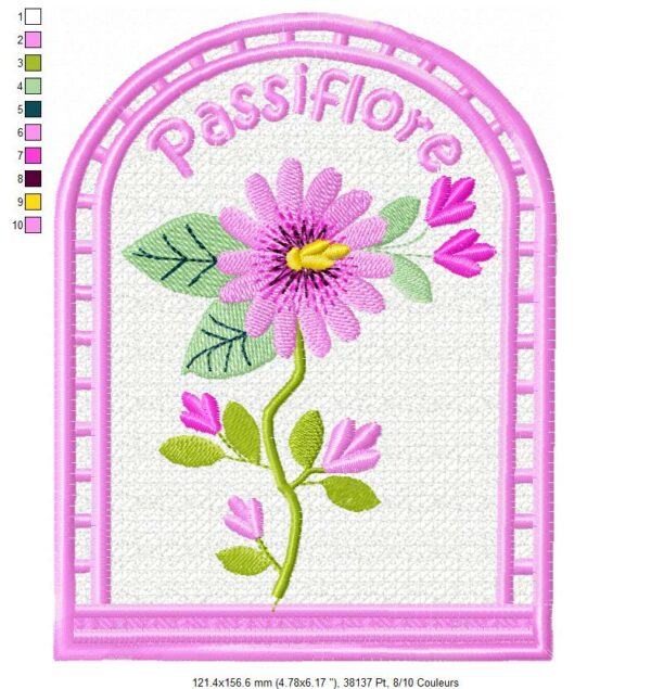 Margarida Broderie - Motifs machines à broder, broderie, FSL, ITH, Appliqués, Redwork, Motifs gratuits - Menu Passiflore 18 x 13 (FSL) (avec tuto et vidéo)