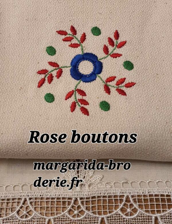 Margarida Broderie - Motifs machines à broder, broderie, FSL, ITH, Appliqués, Redwork, Motifs gratuits - Rose Boutons