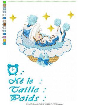 Margarida Broderie - Motifs machines à broder, broderie, FSL, ITH, Appliqués, Redwork, Motifs gratuits - Naissance bébé garçon