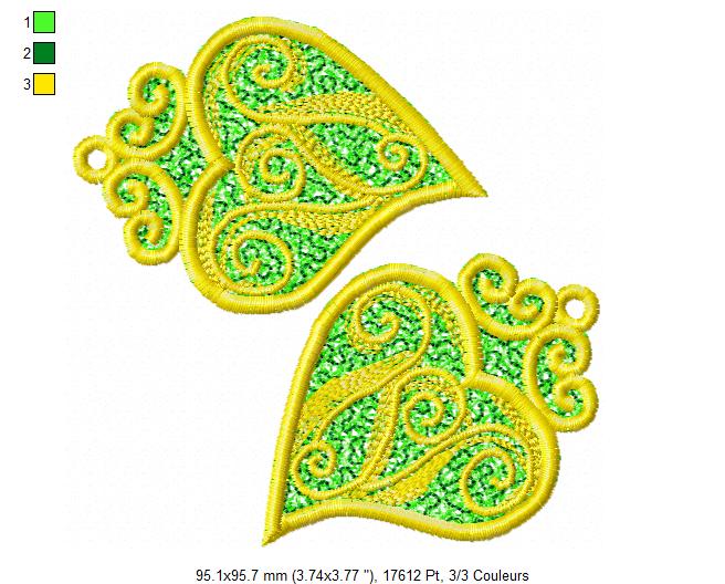 Margarida Broderie - Motifs machines à broder, broderie, FSL, ITH, Appliqués, Redwork, Motifs gratuits - Ruban fleuri (FSL) Porte-clés (2 tailles)