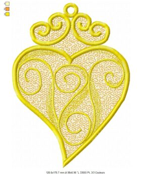Margarida Broderie - Motifs machines à broder, broderie, FSL, ITH, Appliqués, Redwork, Motifs gratuits - Coeur Or (FSL)