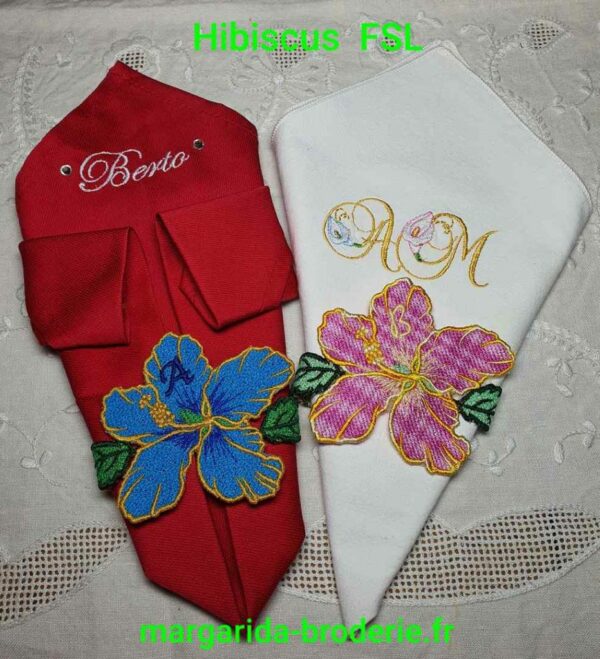 Margarida Broderie - Motifs machines à broder, broderie, FSL, ITH, Appliqués, Redwork, Motifs gratuits - Hibiscus (FSL)