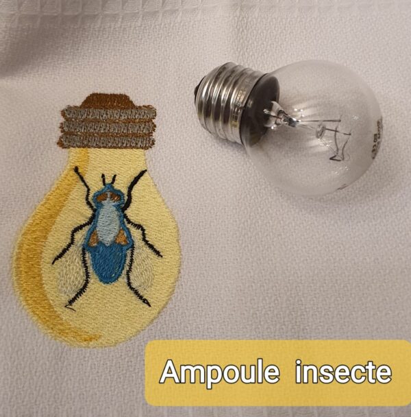 Margarida Broderie - Motifs machines à broder, broderie, FSL, ITH, Appliqués, Redwork, Motifs gratuits - Ampoule insecte