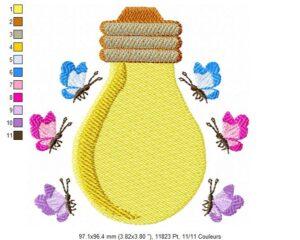 Margarida Broderie - Motifs machines à broder, broderie, FSL, ITH, Appliqués, Redwork, Motifs gratuits - Ampoule Papillon