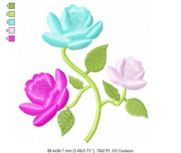 Margarida Broderie - Motifs machines à broder, broderie, FSL, ITH, Appliqués, Redwork, Motifs gratuits - 3 roses