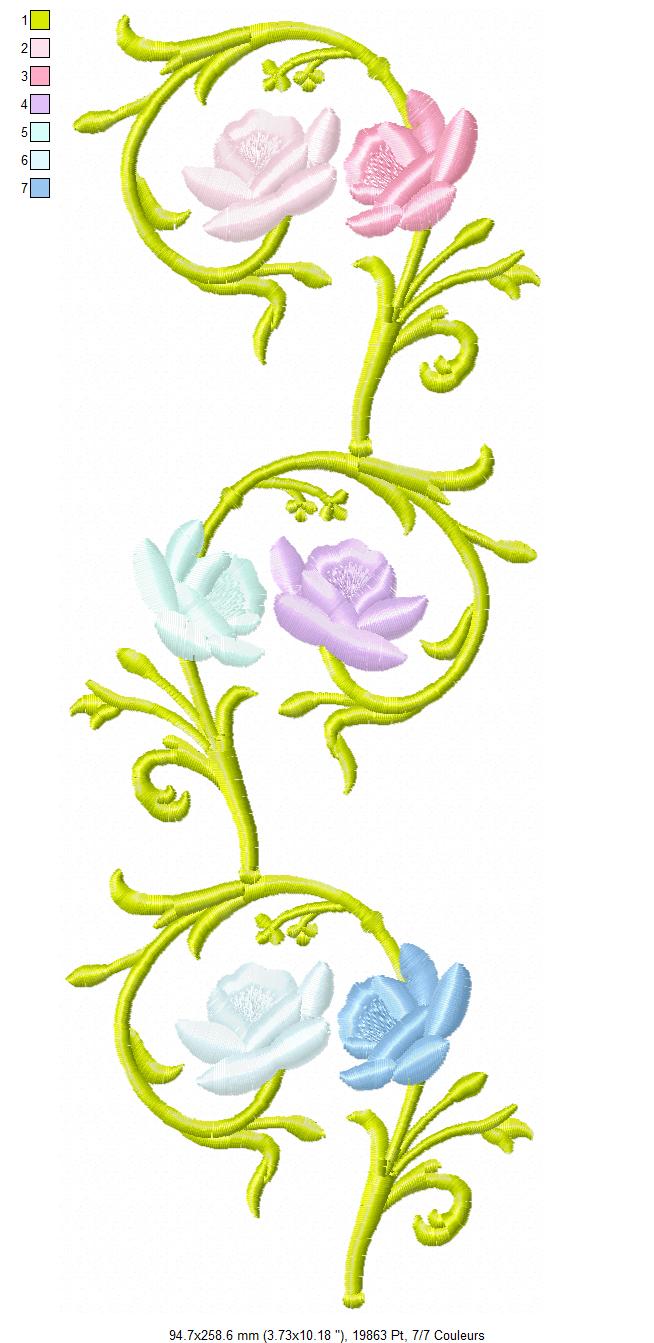 Margarida Broderie - Motifs machines à broder, broderie, FSL, ITH, Appliqués, Redwork, Motifs gratuits - 3 roses