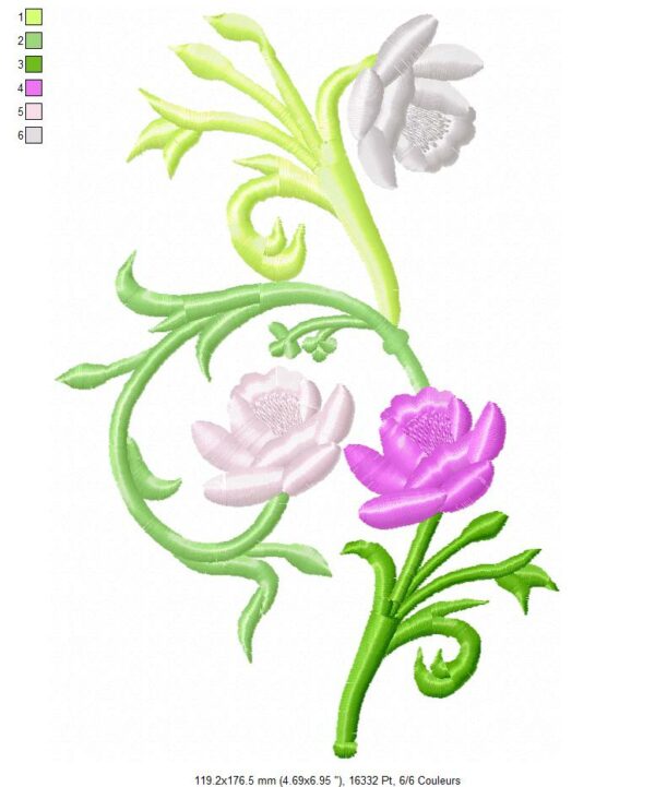 Margarida Broderie - Motifs machines à broder, broderie, FSL, ITH, Appliqués, Redwork, Motifs gratuits - Roses baroque