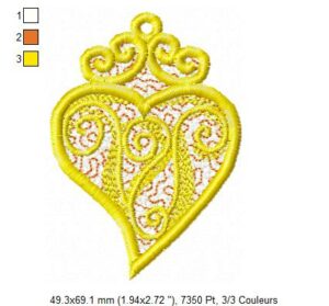 Margarida Broderie - Motifs machines à broder, broderie, FSL, ITH, Appliqués, Redwork, Motifs gratuits - Coeur Or (FSL)