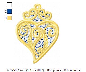 Margarida Broderie - Motifs machines à broder, broderie, FSL, ITH, Appliqués, Redwork, Motifs gratuits - Coeur Or (FSL) Margarida Broderie - Motifs machines à broder, broderie, FSL, ITH, Appliqués, Redwork, Motifs gratuits - Coeur Or (FSL)